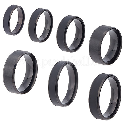 UNICRAFTALE 14pcs 7 Sizes Black Stainless Steel Blank Core Ring Round Grooved Finger Ring Cool Simple Band Ring Metal Wedding Classical Ring for DIY Jewerly Making RJEW-DC0001-06A-1