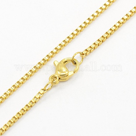 Unisex 304 Stainless Steel Box Chain Necklaces STAS-O037-71G-1