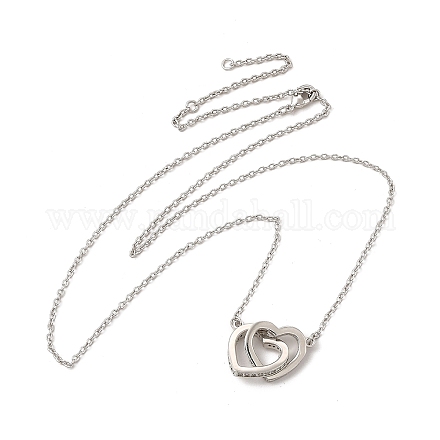 Gestellplattierte Halsketten mit Herzanhänger aus Messing mit Mikropavé-Kubikzirkonia NJEW-H168-02P-1