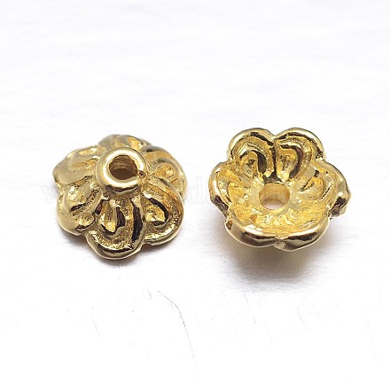Echte 18k vergoldete 6 Blütenblätter 925 Sterling Silber Perlenkappen STER-M100-19-1