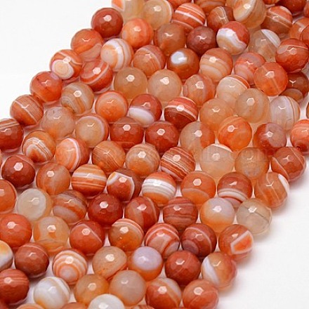 Natural Striped Agate/Banded Agate Beads Strand X-G-G581-10mm-20-1