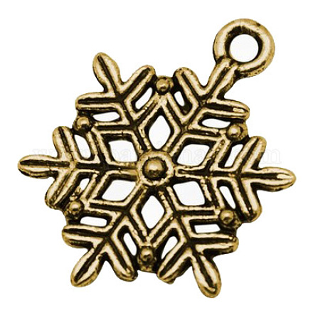 Tibetan Style Snowflake Pendants X-TIBEP-12765-AG-LF-1