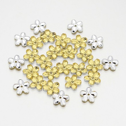 Back Plated Faceted Flower Taiwan Acrylic Rhinestone Beads ACRT-M05-8-06-1