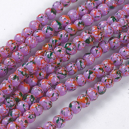 Cuisson opaque de perles de verre peintes GLAA-L024-A-29-1