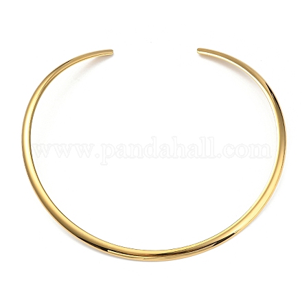 真空メッキ202ステンレススチールワイヤーチョーカーネックレス  女性用の硬いネックレス  ゴールドカラー  内径：5.63インチ（14.3cm） NJEW-H011-06G-1