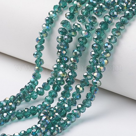 Electroplate Transparent Glass Beads Strands EGLA-A034-T8mm-S13-1