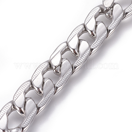 201 Stainless Steel Cuban Link Chains CHS-L020-034B-P-1