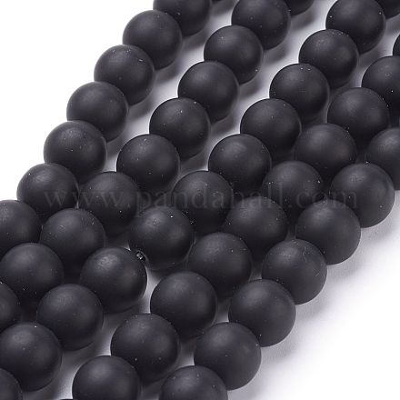 Chapelets de perles en pierre noire synthétique G508-2-1