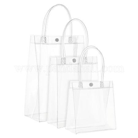 BENECREAT 9 Pack Transparent PVC Gift Wrap Bag with Handles Clear Tote Bag  Handbag (3 Mixed Size) Reusable Merchandise Retail Shopping Bags