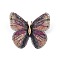 Butterfly Alloy Polyester Brooches for Backpack Clothes, Flamingo, 45x53.5mm