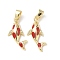 Brass Micro Pave Cubic Zirconia Pendants, Fish, with Enamel, Rack Plating, Long-Lasting Plated, Cadmium Free & Lead Free, Real 18K Gold Plated, 23.5x10x3.5mm, Hole: 5.5x3mm