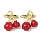 Brass Micro Pave Cubic Zirconia Pendants, Cherry, with ABS Imitation Pearl Beads, Rack Plating, Long-Lasting Plated, Cadmium Free & Lead Free, with Jump Ring, Golden, 15.5x14x8mm, Hole: 3.6mm