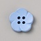 Spray Painted Plastic Buttons, 4-Hole, Flower, Light Steel Blue, 15mm