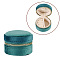 Portable Travel Round Velvet Jewelry Set Storage Zipper Boxes, Jewelry Case for Earrings, Rings, Bracelets, Dark Green, 6.2x4.55cm
