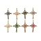 Real 18K Gold Plated Brass Micro Pave Cubic Zirconia Pendants, with Glass, Cross, Mixed Color, 48.5x33x6.5mm, Hole: 3.4x4mm