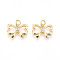 Brass Micro Pave Cubic Zirconia Pendants, Bowknot Charms, with Jump Ring, Real 18K Gold Plated, 12x15.5x3mm, Hole: 3.5mm