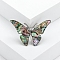 Alloy Brooch, Lapel Pin with Natural Shell, Butterfly, Colorful, 35x52mm