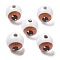 Printed Schima Wood European Beads, Round Eyeball, Chocolate, 19~19.5x17.5~18mm, Hole: 4~4.5mm