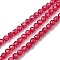 Cubic Zirconia Beads Strands, Faceted, Round, Cerise, 4mm, Hole: 0.8mm, about 91pcs/strand, 14.3 inch(36.5cm)