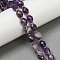 Natural Amethyst Beads Strands, Faceted, Oval, with Seed Beads, 10x8mm, Hole: 1mm, about 34pcs/strand, 15.16''~15.35''(38.5~39cm)