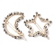 2Pcs Moon & Star Alloy with Natural Dalmatian Jasper Hollow Hair Barrettes, Ponytail Holder Statement for Girls Women, Moon: 61x66x4~5mm, Star: 52.5~54x60x4~4.5mm