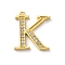Rack Plating Brass Micro Pave Cubic Zirconia Pendant, Greek Alphabet, Real 18K Gold Plated, Letter K, 14x16.3x1.6~1.7mm, Hole: 1.1mm