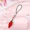 Hot Pepper Glass Seed Beads Mobile Straps, with Cord Loop and PVC Mobile Dustproof Plugs, Platinum, Red, 104mm