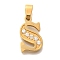 Ion Plating(IP) 304 Stainless Steel Rhinestone Pendants, Letter S, 17~19x10.5~18x2mm, Hole: 6.5x3.5mm
