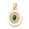 Brass Micro Pave Cubic Zirconia Pendents, with Shell and Glass Charms, Real 18K Gold Plated, 14.5x11x2.5mm, Hole: 5x2.5mm