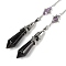 Natural Amethyst Cone Dowsing Pendulum Big Pointed Pendants, with Antique Silver Tone Brass Findings, 312mm