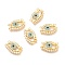 Brass Micro Pave Colorful Cubic Zirconia Pendants, Eye, Real 18K Gold Plated, 17.7x11x2.6mm, Hole: 1mm