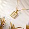 Rectangle 304 Stainless Steel Pave Natural White Shell Initial Pendant Necklaces for Women, Real 18K Gold Plated, Letter J, 15.75 inch(40cm)