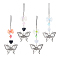 4Pcs Alloy & Acrylic Mobile Straps, Butterfly, Mixed Color, 17cm, 4pcs/set
