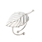 Non-Tarnish 304 Stainless Steel Open Cuff Ring, Leaf, Stainless Steel Color, Inner Diameter: 18mm