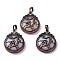Opalite Pendants, Flat Round Brass Charms, Lead Free & Cadmium Free, 34.5x27x8mm, Hole: 6.5x5mm