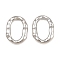 Brass Link Rings, Textured Oval Ring Shape, Rack Plating, Long-Lasting Plated, Lead Free & Cadmium Free, Platinum, 15.5x11.5x3mm, inner size: 11x5.5mm