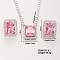 Women's Glass Rectangle Necklace & Earrings Set for Fashionable Look, Pink