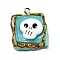 Oapque Resin Pendants, Square with Skull, with Platinum Iron Loop, Dark Turquoise, 25x21.5x7mm, Hole: 2mm