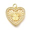 Heart Brass Cubic Zirconia Pendants, with Shell, Cadmium Free & Lead Free, Long-Lasting Plated, Rack Plating, Real 18K Gold Plated, 19.5x19x3mm, Hole: 3.7mm