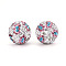 Polymer Clay Pave Rhinestone Beads, Disco Ball Beads, Round, Leopard Print, Crystal, 16mm, Hole: 1.6~1.8mm