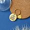 201 Stainless Steel & Alloy Enamel Keychain, with Brass Rings, Flat Round, Golden, 5.5cm, Pendant: 18~30mm