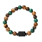 12 Constellations Natural Tiger Eye & Picture Jasper & Agate & Black Onyx Round Beaded Stretch Bracelets for Men Women, Column, Aries, 7-1/2 inch(19cm)