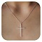 Cross Brass Micro Pave Clear Cubic Zirconia Pendant Necklaces for Women, Platinum, 15.75 inch(40cm)