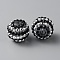 Resin Rhinestone Beads, Round with Stripe Pattern, for DIY Jewelry Making, Beadable Pens and Crafts, Jet, 20x17.5mm, Hole: 2.7mm