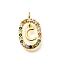 Brass Micro Pave Cubic Zirconia Pendants, Real 18K Gold Plated, Oval with Letter Charms, Letter C, 18.5x11x3.5mm, Hole: 2x1.5mm