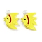 Handmade Lampwork Pendants, Fish, Yellow, 32~39x22~37x10~15mm, Hole: 2~4mm