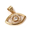 Brass Micro Pave Clear Cubic Zirconia Pendants, Long-Lasting Plated, Eye, Golden, 13x17x2.5mm, Hole: 5x3.5mm