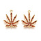 Brass Micro Pave Cubic Zirconia Pendants, Maple Leaf Charms, Long-Lasting Plated, Nickel Free, Real 18K Gold Plated, Orange Red, 24.5x20x2mm, Hole: 1.5mm