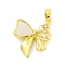 Shell Pendants, with Brass Micro Pave Clear Cubic Zirconia  Pendants, Bowknot, Real 18K Gold Plated, 20x17.5x3mm, Hole: 4.5x3.3mm