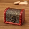 Retro Engraved Wood Jewelry Storage Treasure Boxs with Clasps, for Necklaces Rings Earrings, Rectangle, Cerise, 8x6.5x6cm